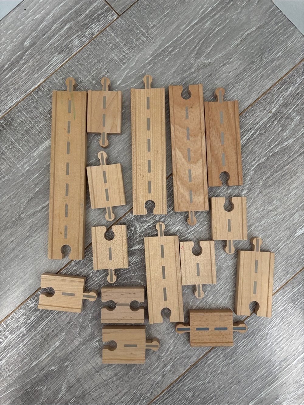 Wooden Track - Set #2 - 15 Reversible Pieces - Picture 2 of 6